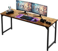 OLIXIS 63 Inch Computer Office Desk for Small Spaces, Writing Gaming Work Desk Modern Study Table with Storage Bag & Headphone Hook Home Bedroom, Rustic Brown by OLIXIS