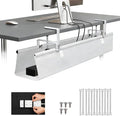 Oxford Cloth Under Desk Cable Management Tray,No-Drill 48" Desk Cable Management Organizer with Clip/Screw Installation,Fabric Cable Management for Home,Office & Gaming Computer(White) by Atrastout
