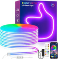 KANTUTOE LED Neon Rope Lights, 13.1ft RGB LED Light Strip, 24V Music Sync App/Remote Control DIY Rope Light, IP67 Waterproof Gaming Neon Strip Lights for Bedroom Indoor Oudoor Décor by KANTUTOE