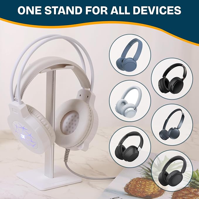 Headphone Stand, U-Shaped Universal Headset Holder, Anti-Slip Base, White | Flexible headrest, sturdy design, stable anti-slip base, fits most headphones, ideal for gaming, office & home use - Image 3