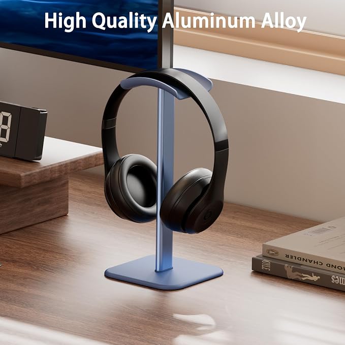 Headphone Stand for Desk - Headset Stand Headphone Holder (Blue) | with Aluminum Hanger and Plastic Headrest, headphone holder for AirPods Max, Sony, Bose, Beats and More - Image 2