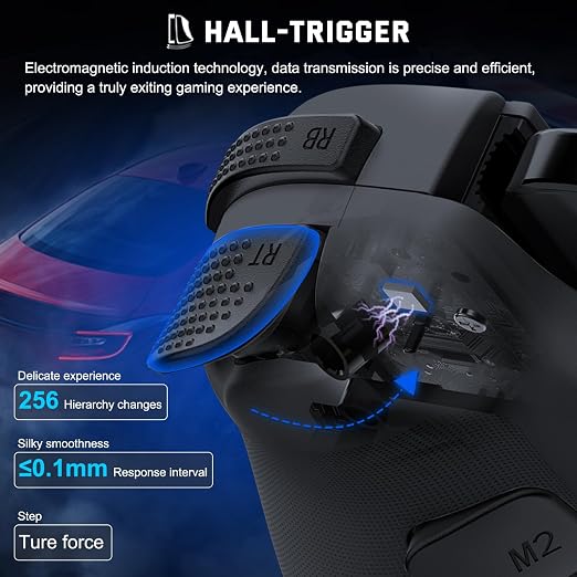 Joso Wireless Game Controller for iPhone/iPad/Android, Phone Controller for Android/iOS/Switch with Hall Effect Triggers, 2 Programmable Back Buttons, Dual Vibration & Turbo, Support Phone Case - Image 4