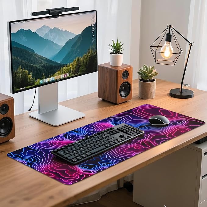 Gaming Mouse Pad - (31.5"×11.8") Topographic Large Mouse Pads for Desk - Desk Mat for Keyboard and Mouse with Non-Slip Base, Desks Pad Matfor Game/Office & Home - Image 7