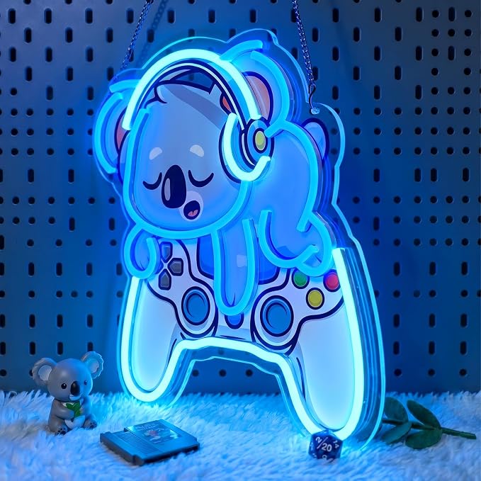 Koala Gaming Neon Sign 12.7x12.5in,USB LED Wall Decor with Dimmer - Image 2
