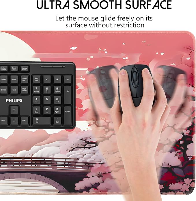 FreeNook Japanese Large Gaming Mouse Pad 35.4 x 15.7 in Computer Mouse Pad Anime Gaming Mousepad, Expanded Architecture Cute Desk Pad with Nop-Slip Suitable for Home Office - Image 6
