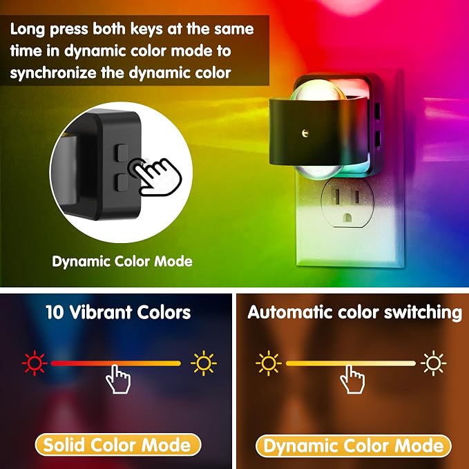 L LOHAS LED Night Light Projector, Color Changing Plug in Night Light RGB - Image 4