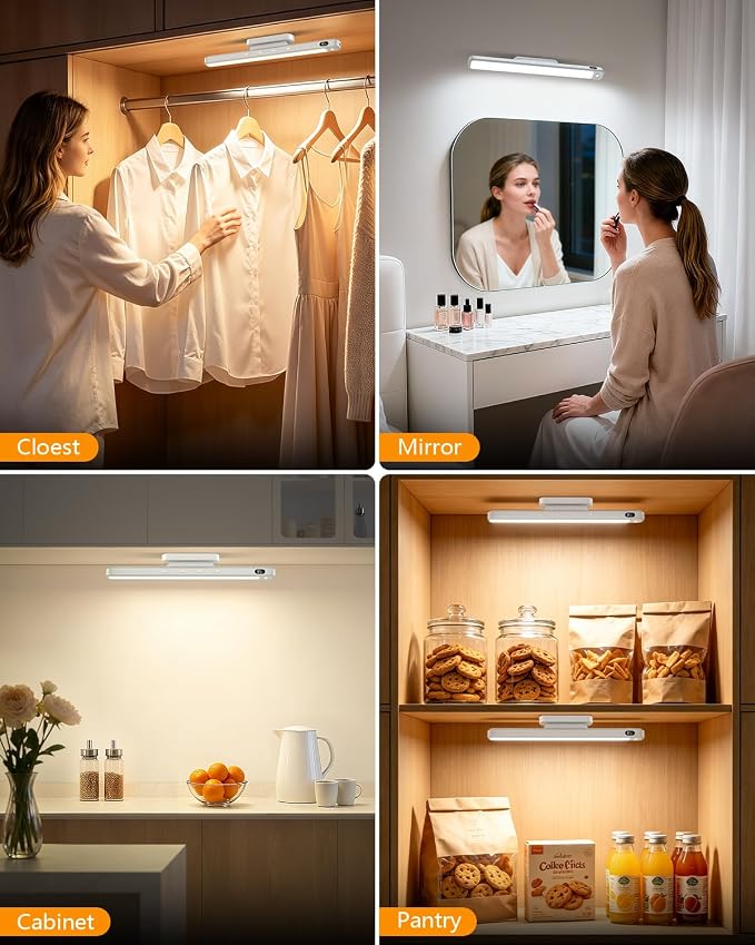 WILLED 5W Motion Sensor Led Light Bar, Eye-Care Rechargeable Closet Light with Battery Level Display, Makeup Lighting, Motion Sensor Light Indoor for Cabinet, Closet, Desk and Bathroom - Image 6