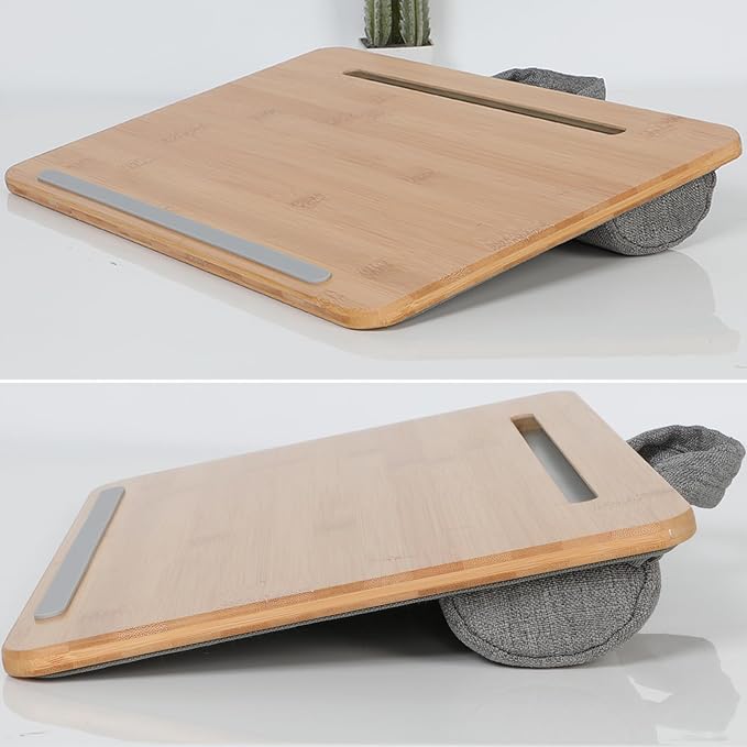SUMISKY Portable Laptop Desk with Cushion and Phone Holder Bamboo Laptop Stand for Sofa Fits Up to 14 Inches - Image 5