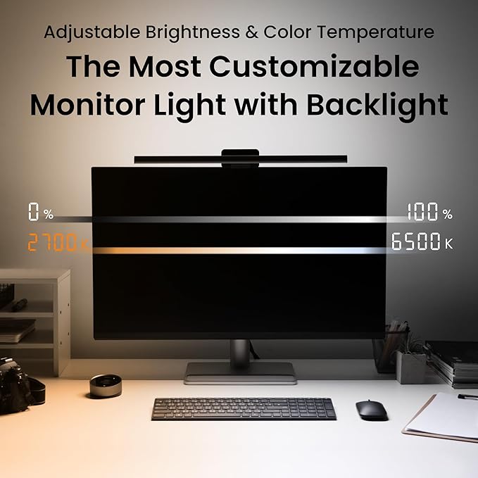 BenQ ScreenBar Halo 2 LED Monitor Light Bar - Wireless Controller, Backlight, Motion Sensor, Adjustable Brightness/Color Temperature, Eye-Care, No Screen Glare, Fits Curved Monitor, Monitor Accessory - Image 5