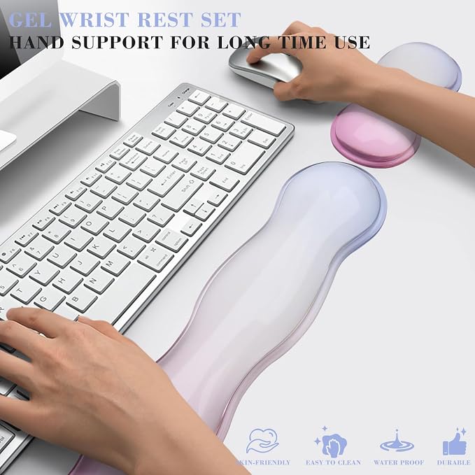Gel Wrist Rest for Keyboard and Mouse, Wrist Rest for Keyboard, Mouse Wrist Support, Pain Relief, Cool Touch, Non-Skid, Keyboard and Mouse Wrist pad Set - Image 6