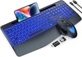 SABLUTE Wireless Keyboard and Mouse Combo, Backlit Scissor Keys, Wrist Rest by SABLUTE