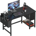 Lufeiya Computer Desk with Fabric Drawers, 40 Inch Reversible Gaming Desk for Small Space Home Office, Modern Simple Study Writing Table PC Desks for Bedroom, Black by LUFEIYA
