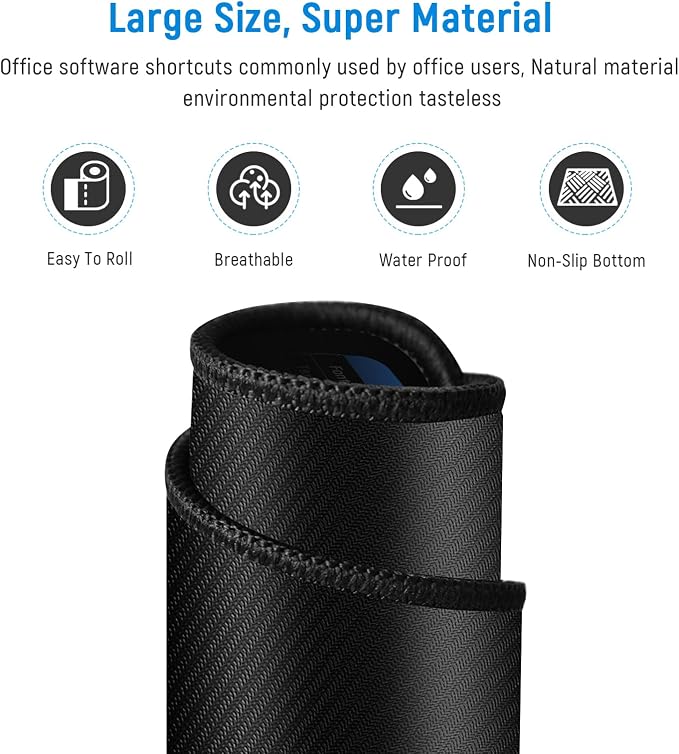 JIALONG Large Gaming Mouse Pad Desk Mat Office Software Excel Shortcuts Mousepad with Personalized Design Extended Size 35.4 X 15.7inches by Office Users - Image 5