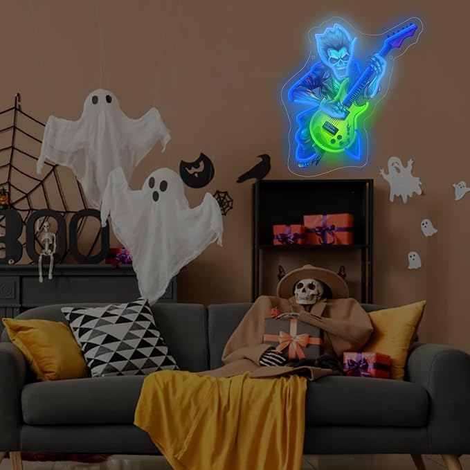 Zombie Playing Electric Guitar Neon Sign Music Led Light Up Sign Pop Art With UV Printed background Room Wall Decor Man Gaming Room, Kids Room, Bar Decoration, Birthday Party Gifts - Image 6