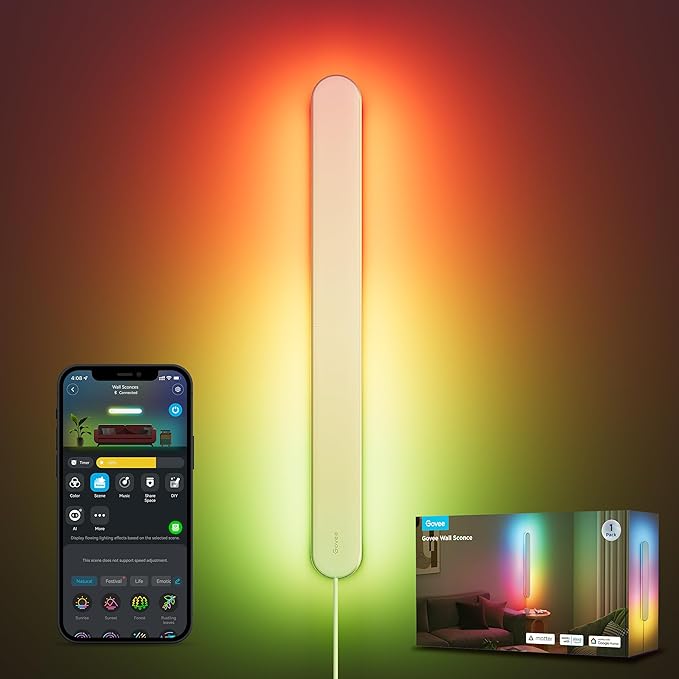 Govee Wall Sconce, Smart RGBIC Wall Lights, Works with Matter, 1 Pack by Unknown