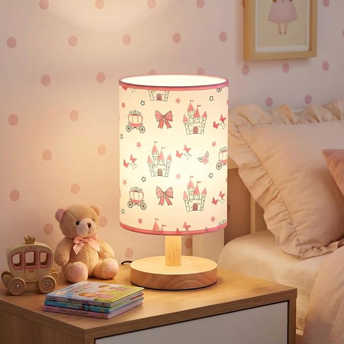 Glooglitter Pink Bow Table Lamp 3 Colors Dimmable Lights Princess Room Bedroom Decor 11.02 x 5.12 Inch Pink Castle Bow Night Light Bedside Bedroom Lamps Decoration for Desk Birthday Gifts by Glooglitter