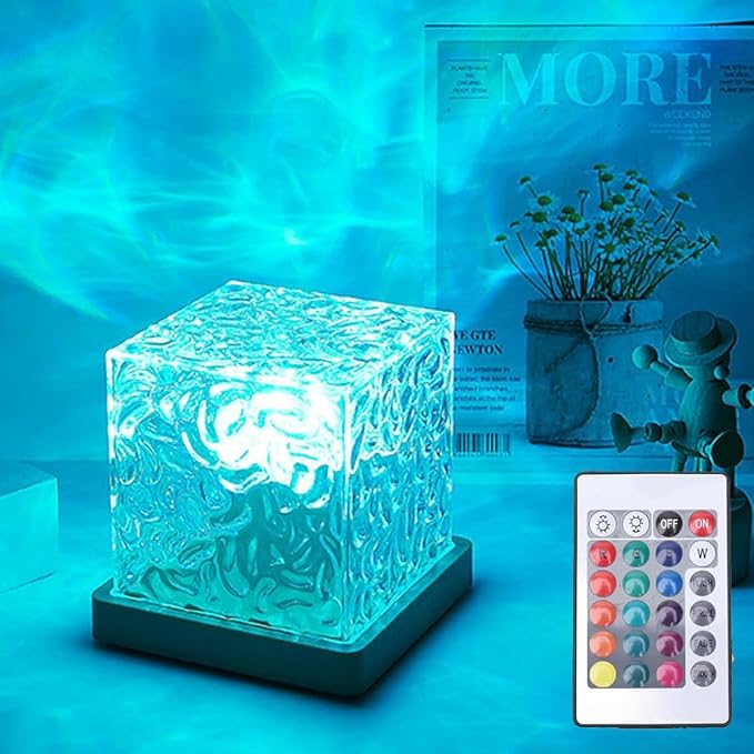 Ocean Wave Projector Light, 16-Color LED Shower Lamp with Remote, 3D Water Ripple Projection, Romantic Ambient Lighting for Kids Room, Relaxation, Bedroom, Bathroom & Night Light by Growalleter