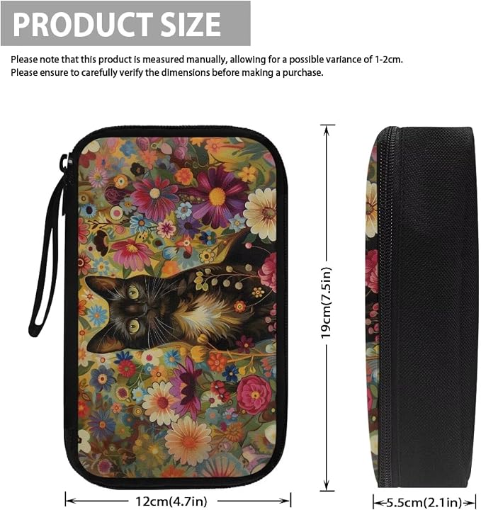 Black Cat Cable Organizer Bag Tech Pouch Portable Electronics Organizer Travel Case for Phone Power Bank SD Card Electronic Accessories Carry Case - Image 5