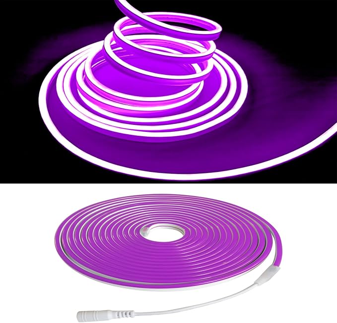 Purple Neon LED Strip Lights, 16.4ft 12V Waterproof Flexible Light for Indoor/Outdoor Decoration (Includes Power Adapter) - Image 2