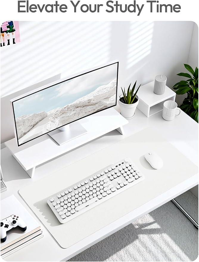 YSAGi Desk Protector&Blotter, Non-Slip Waterproof Leather Mouse Pad | Shields Scratches, Stains, Spills, Heat & Scuffs; Suede Non-Slip; Easy-Clean; Comfy Writing/Typing,31.5" x 15.8", White - Image 6