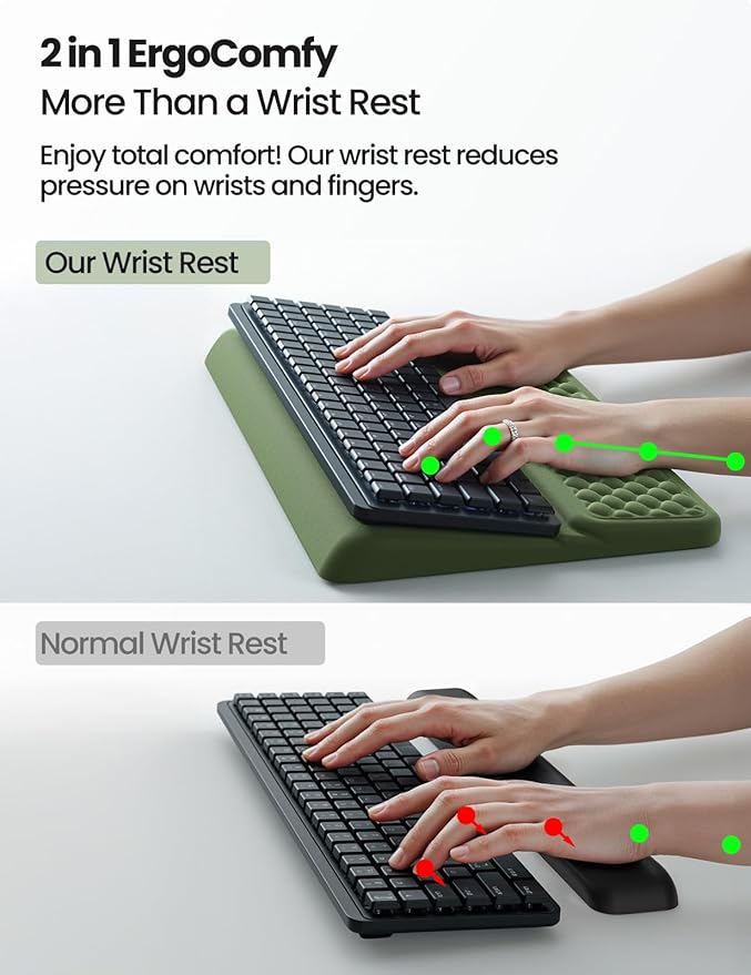 Vaydeer Wrist Rest with Keyboard Stand Ergonomic Computer Wrist Support Pad | Keyboard Riser Tilt Holder Lifter Tray with Wrist Pad, Soft Memory Foam Desk Cushion, Palm Hand Typing for Office Home School - Image 3
