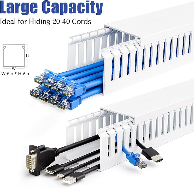 2" H x 2" W Cable Raceway, 99in Under Desk Wire Management Channel, White - Image 7