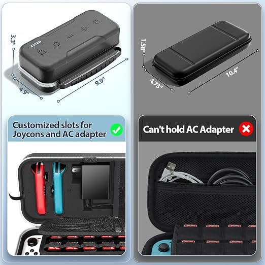 OIVO Switch OLED Carrying Case Compatible with Nintendo Switch & OLED, Portable Switch Travel Carry Case Fit for Joy-Con and Adapter, Hard Shell Protective Switch Pouch Bag with 20 Games, White - Image 7