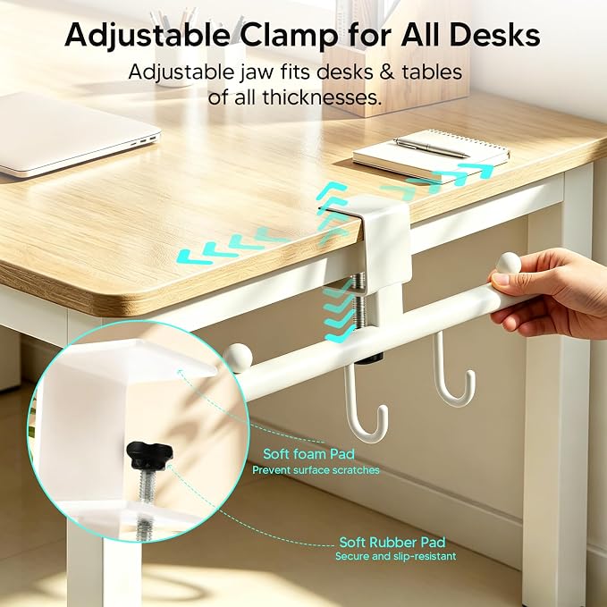 Heavy-Deauty Bag Hook for Desk,Adjustable Desk Hook - Image 4