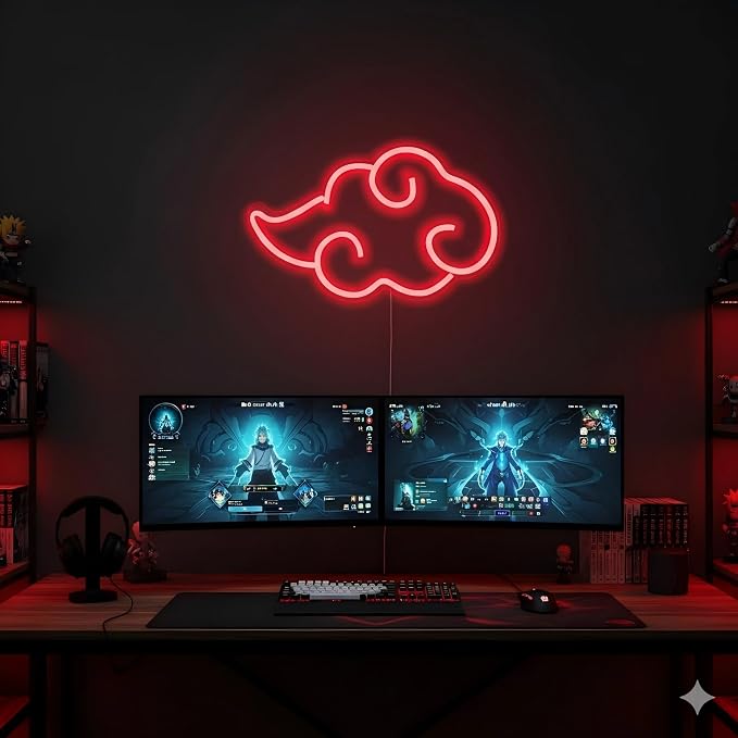 Dleouly Anime Neon Sign, LED Red Cloud Neon Signs for Wall Decor, Dimmable Gaming Neon Sign Wall Signs USB Night Neon Light for Bedroom Game Room Man Cave Party, Gifts for Your Son, Boyfriend(12x7in) - Image 5
