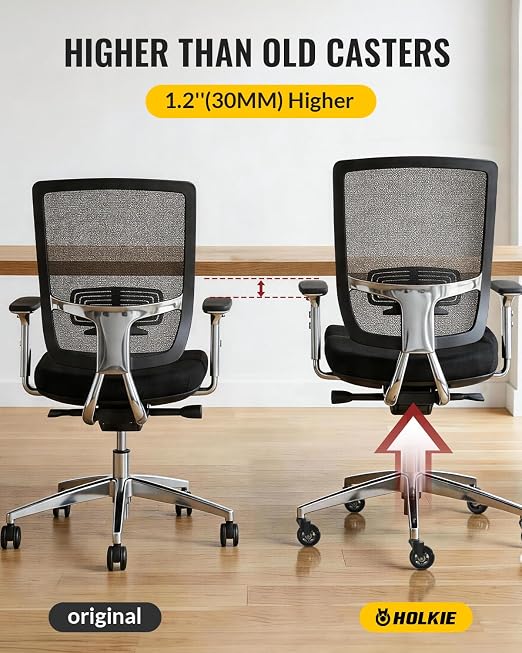 HOLKIE Office Chair Wheels Roller Blade Caster 11x22mm All Black 3 Inch Chair Wheels for Office Rubber Rolling Set of 20 for Carpet Hardwood Floors Gaming Smooth & Silence Gliding - Image 7