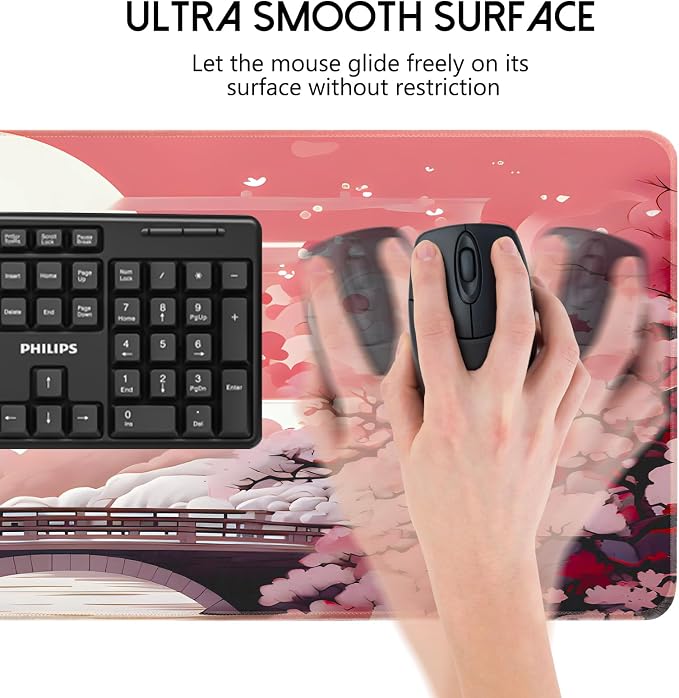 FreeNook Japanese Large Gaming Mouse Pad 31.5 x 11.8 in Computer Mouse Pad Anime Gaming Mousepad, Expanded Architecture Cute Desk Pad with Nop-Slip Suitable for Home Office - Image 6