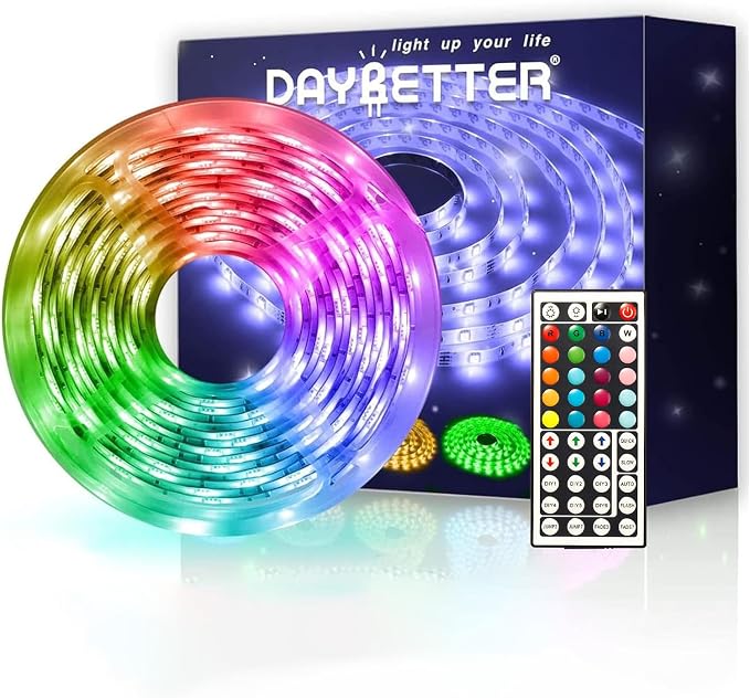 DAYBETTER Waterproof Led Lights for Bedroom, 16.4ft Led Strip Lights, 150 LEDs Color Changing RGB 44 Keys Remote Controller, 12v for Outdoor Room Home Party Christmas Decoration by DAYBETTER