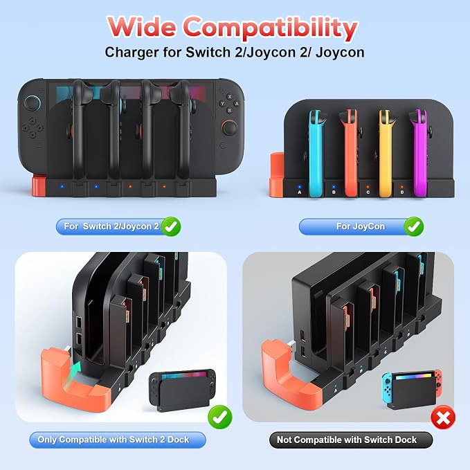 [Switch 2/1 Controller Charger Dock] for Nintendo Switch 2 2025 for Joycons - Image 2