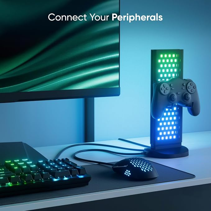 Nanoleaf Pegboard Desk Dock, 3-in-1 Smart Table Lamp, 64 RGB LEDs | Dual-Sided LED Lamp with Music Sync for Living Room, Gaming, 16M+ Colors, 50lm, Works with Nanoleaf Desktop App, White - Image 8