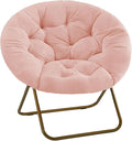 DUMOS Faux Fur Saucer Chair, Living Room Folding Lounge Chair | XL Circle Moon Mushroom Style, Gaming Dorm Small Spaces, Foldable Oversized Accent Seat, Reading by DumosLifestyle