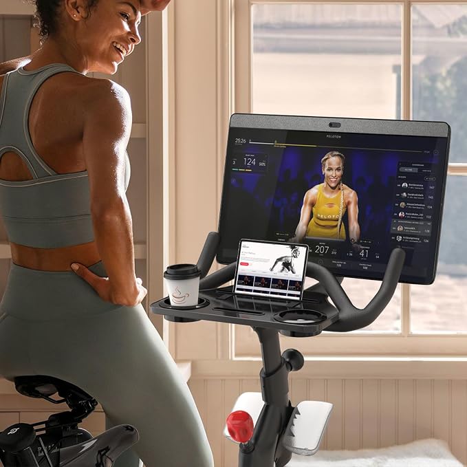 Desk Attachment for Peloton Bike+（Not Bike）, Tray Holder for Phone, Cup, Tablet, Ergonomic Platform Tray（Black） - Image 5