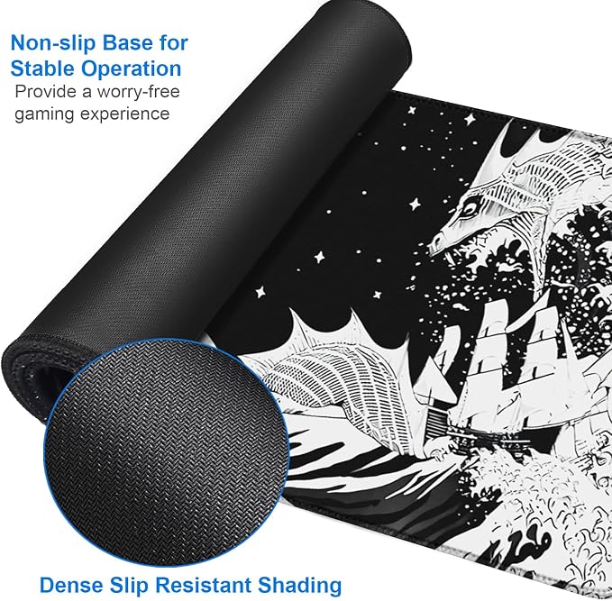 Gaming Mouse Pad, 31.5x15.7 inch Large Extended Computer Keyboard Mouse Mat, Water Resist Non-Slip Mousepad Rubber Base Long XXL Desk Mouse Pad for Gaming, Office & Home, Dragon - Image 4