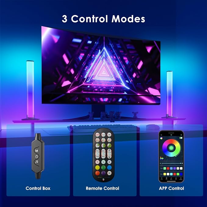 Barhootao RGB Light Bar,Smart LED Light Bar for Room,16 Million Colors,Three Control Modes,Dynamic Music Sync Mode,213 Preset Modes,USB Interface（Without Adapter） - Image 4
