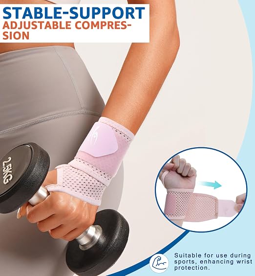 HiRui 2-Pack Ultra-Thin Mesh Wrist Wraps - Breathable, Adjustable Wrist Support for Workouts & Daily Use - Unisex Wrist Brace for Pain Relief, Tendonitis, Carpal Tunnel - One Size Fits All (Pink) - Image 2