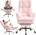 JOMEED Cloud Cross Legged Office Chair with Footrest,Flip Armrest,Pink | Ergonomic Teddy Big and Tall Executive Chair with Wheels,155° Reclining Computer Wide Desk Chair for Home,Office by JOMEED