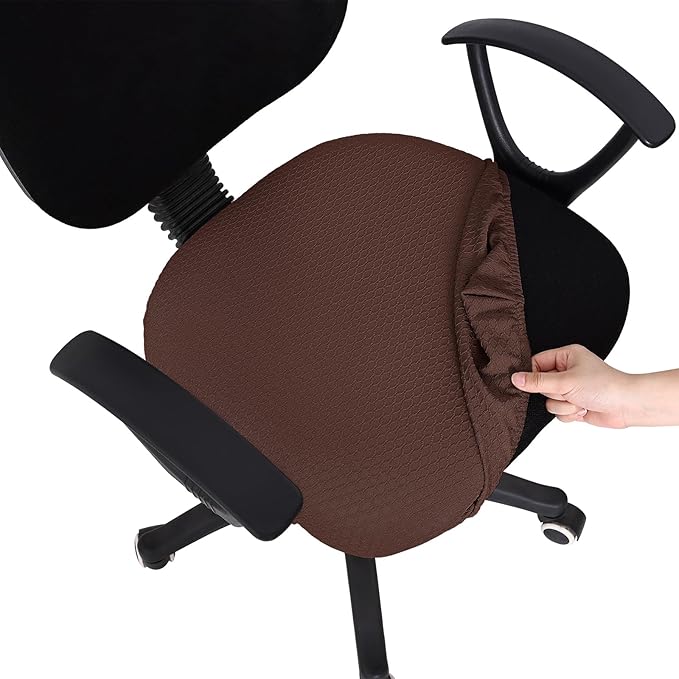 Smiry Office Computer Chair Seat Covers for Desk, Anti-dust Protector | Stretch Jacquard Removable Washable Desk Chair Seat Cushion Protectors, Light Chocolate by Smiry