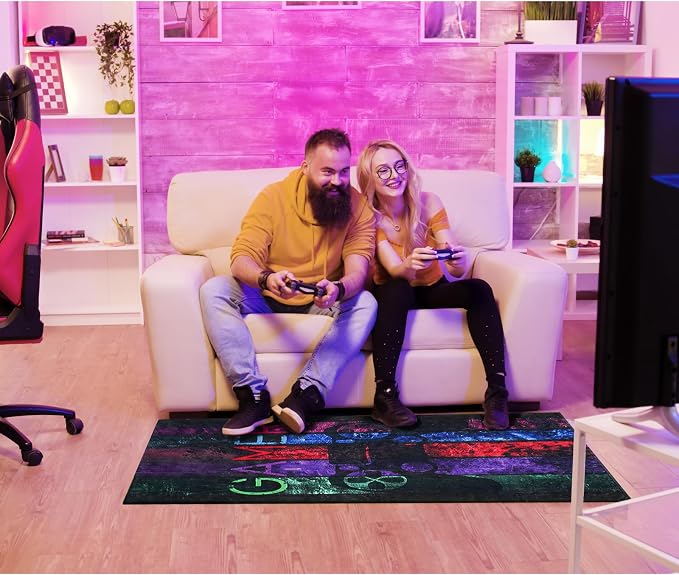 Gaming Chair Mat for Hardwood Floor 48"X 60" Heavy Duty Office Desk Chair Rug for Under Game Rolling Chairs Computer Decor Protect Mats Low Pile Non-Slip Rubber for Carpet & Tile Floor-Game - Image 2