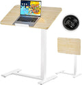 BIZUM Mobile Standing Desk Laptop Desk Pneumatic with Wheels 180° Tilt Top Hospital Bed Table Portable Rolling Cart Foldable Bedside Table for Hospital&Home Use, Maple by Unknown