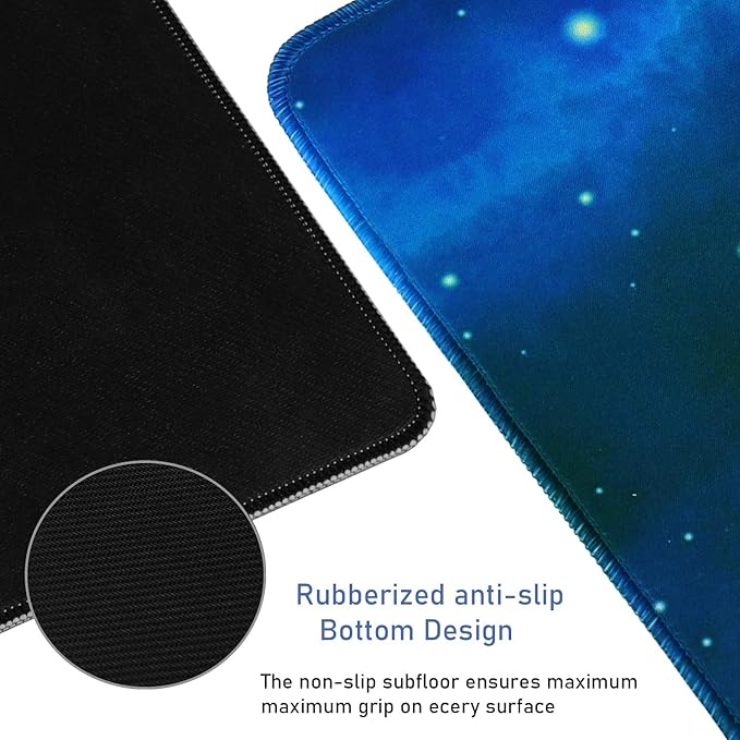 Extended Large Mouse Pad, Gaming Mouse Pad with Nonslip Base (31.5X15.7In) Heavy/Thick, Comfy, Waterproof Computer Keyboard Pad Mat for Esports Pros/Gamer/Desktop/Office/Home-Blue - Image 3