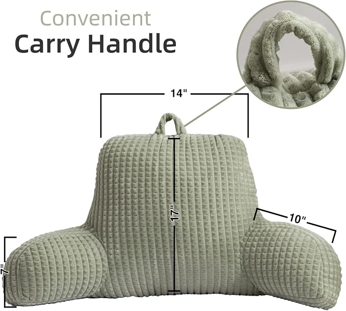 A Nice Night LightGreen 17" Bed Wedge Pillows with Arms for Sitting - Image 2