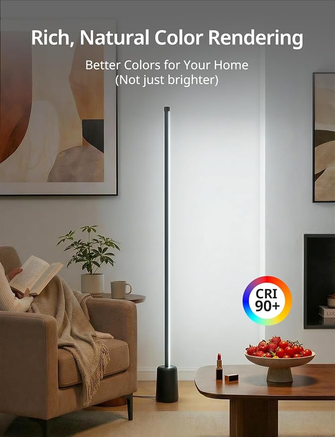 Ailofy Corner Floor Lamp, 1500lm RGBW LED Lamp, Alexa & Google Assistant Compatible, 16 Million DIY Colors, Music Sync, App Control, Modern Smart Floor Lamp for Living Room, Bedroom, Black - Image 5