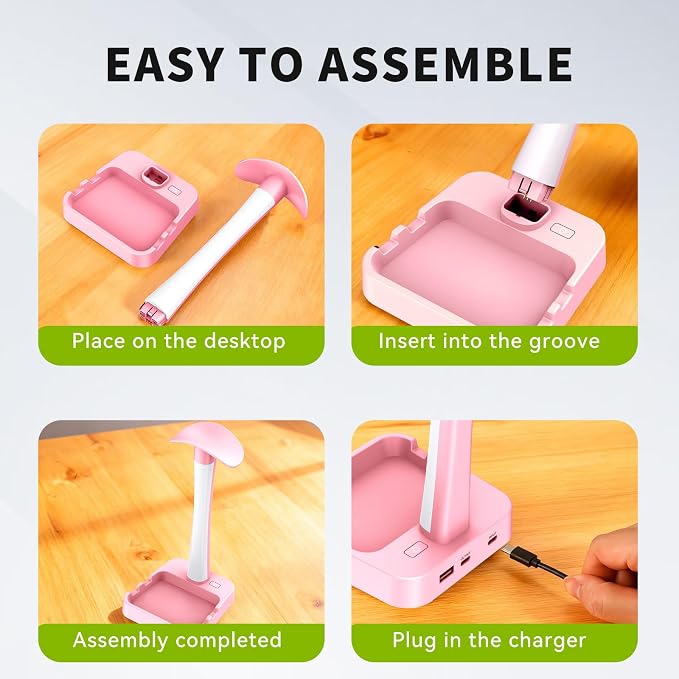 Headphone Stand with Charger,Gaming Headset stand with RGB Light Mode,For Airpod Max Stand,Desk Lamp,Phone Holder,Tablet Holder,desktop organizer,Gifts for Gamers & Music Lover (Pink) - Image 7