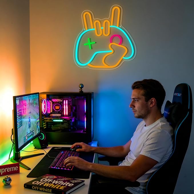 Gamer Neon Sign, Gaming Neon Signs Gamepad LED Light, LED Wall Sign, Neon Sign for Wall for Game Room Decor, Boys Bedroom Wall Decor, Cool Gamer Gifts for Teens, Best Gamer Gifts for Teenage Boys - Image 7
