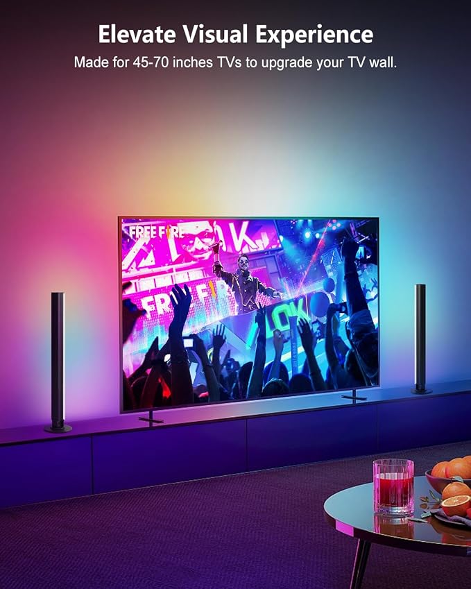 Smart RGB+IC LED Light Bar for Room, 16-Inch TV LED Backlight with Music Sync, Gaming Ambient Lighting Compatible with Alexa and Google Assistant, Sturdy Aluminum Light Bars - Image 2