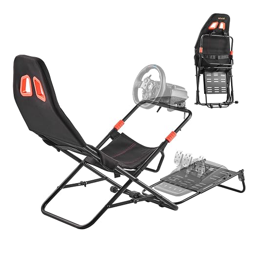 VEVOR Portable Racing Wheel Stand, Foldable & Adjustable Steering Sim Wheel Stand, 18.5 in Seat Inner Width, Compatible with Logitech G923/G920/G29, Thrustmaster T248P, Fanatec, Hori, Mad Catz, Black - Image 9
